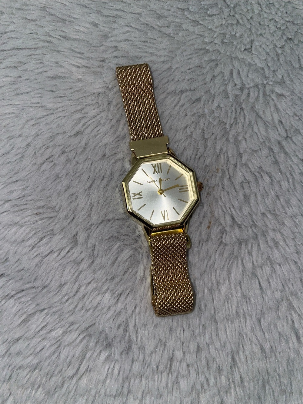 Laura Ashley Gold Mesh Octagon Face Watch